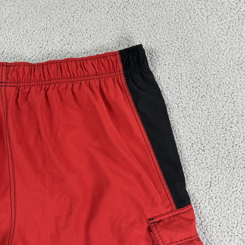 VTG Nike‎ Swim Trunks Board Shorts Men 2XL Red Black Embroidered Y2K 268944-648